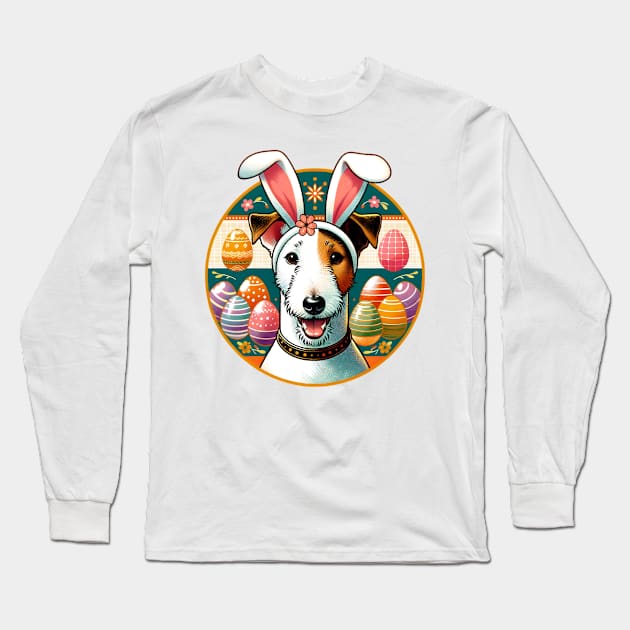 Smooth Fox Terrier Welcomes Easter with Bunny Ears Long Sleeve T-Shirt by ArtRUs